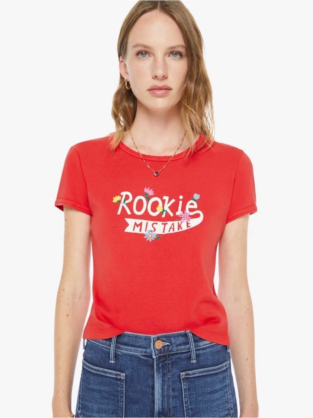 MOTHER The Itty Bitty Ringer Tee Red Rookoe Mistake/baby tee